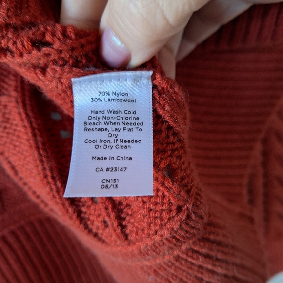 Talbots Womens Lambswoool Blend Rust Cardigan Buckle Sweater Size L - Picture 5 of 6